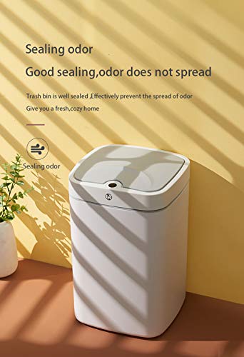 Sensor Trash Can Automatic Trash Can Garbage Can 4.7 Gallon Metal Touchless Automatic Pearl White Waste Bin for Office Bathroom