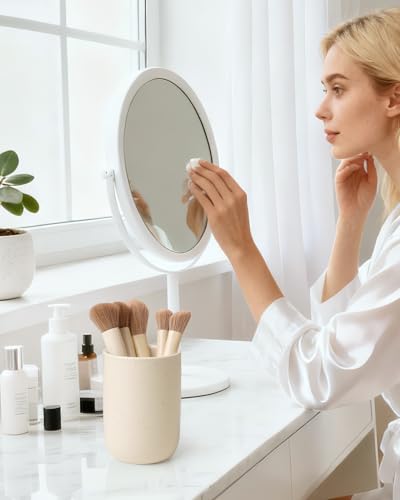 BosilunLife Ceramic Toothbrush Holder - 12oz Bathroom Toothbrush Holder Tooth Brush Holders Tumbler Cups Reusable Toothbrush Mouthwash Cup Small Toothbrush and Toothpaste Holder, Apricot - color: Apricot-cyl, size: cylinder