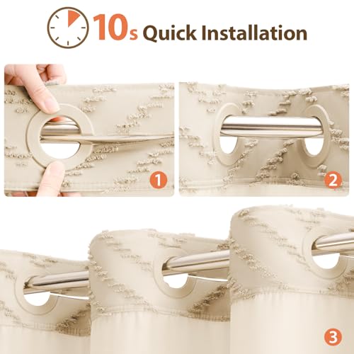 Beige Hook Free Chevron Shower Curtain & Fabric Liner,72x75 | Less Time to install, 3 in 1 Fabric Shower Curtain and Liner Set with Magnets, Mesh Top Window, Shower Curtains for Bathroom - color: Beige, size: 72"W x 75"L (Pack of 1)