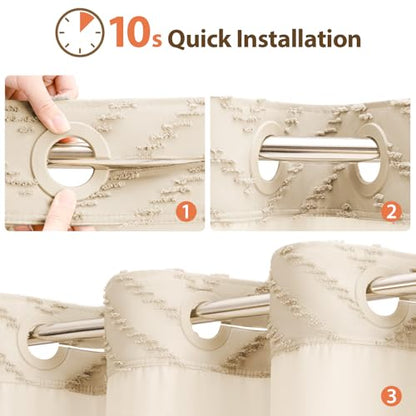 Beige Hook Free Chevron Shower Curtain & Fabric Liner,72x75 | Less Time to install, 3 in 1 Fabric Shower Curtain and Liner Set with Magnets, Mesh Top Window, Shower Curtains for Bathroom - color: Beige, size: 72"W x 75"L (Pack of 1)