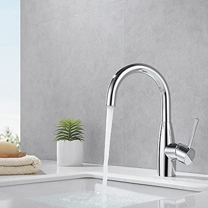 CREA Bar Sink Faucet Bathroom Faucets Single Hole Handle Chrome with Deck Plate Prep Wet Utility Small Mini Faucet for Marine Vessel Outdoor Farmhouse Vanity Lavatory - color: Chrome-1