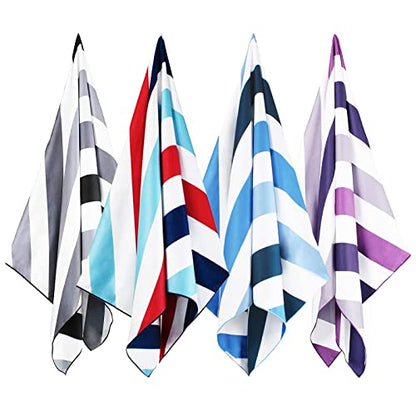 Whale Flotilla 4 Pack Quick Dry Beach Towels Oversized (35"x70"), Microfiber Sand-Free Beach Towel Set, Extra Large Compact Pool Travel Accessories, Purple/Black/Blue/Navy - color: Purple/ Black/ Blue/ Navy, size: 70.00" x 35.00"
