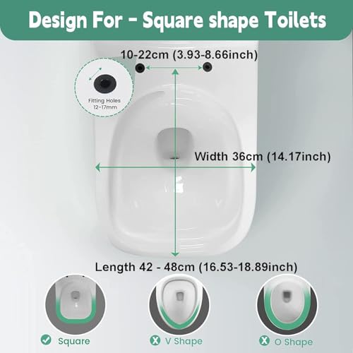 Quick Release Rectangular Soft Close Toilet Seat with Easy Cleaning, Top Fixing & Adjustable Hinges, White Plastic Cover, 03b - size: 04b