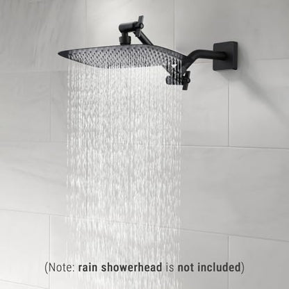 G-Promise 6 Inch Shower Extender with 6 Inch Arm and Flange(Matte Black) | Solid Brass Construction, Height and Angle Adjustable, Standard Connection Thread, All Installation Tools Included - color: Matte Black, style: 6 Inch