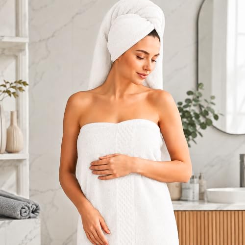 Pearl Linens Bath Towels Set of 4, 27 x 55 Inches, 100% Ring Spun Cotton Towels for Bathroom 650 GSM Quick Dry Lightweight Hotel Towels, Highly Absorbent Premium Towels for Home, Spa & Bathroom,White