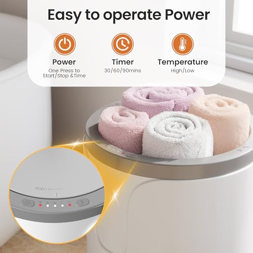 AGLUCKY Towel Warmer for Bathroom, 20L Hot Towel Warmer Bucket with 2 Heating Modes, Rapid Heating with Timer, 30/60/90mins Auto Shut Off, Fits Up to Two 40"X70" Oversized Towels, Bathrobes, Blankets | 2 Heating Modes, Rapid Heating with Timer, Auto Shut