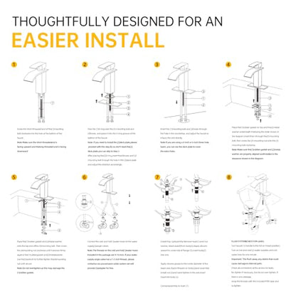 Waterfall Bathroom Faucet,Brushed Nickel Stainless Steel, 1-Handle | Modern Bathroom Sink Faucet for RV & Outdoor Basins, Pop-Up Drain, Supply Lines, 6-in Deck Plate, 1- or 3-Hole, NSF Certified - color: Brushed Nickel