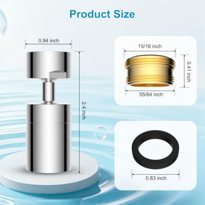 Hibbent 4-Mode Faucet Aerator, Faucet Sprayer Attachment, Chrome | NSF/ANSI/CAN 372 Certified, 360° Swivel Kitchen & Bathroom Sink Aerator, Faucet Replacement Part, 55/64 Inch Female Thread - color: Chrome, style: Four Modes