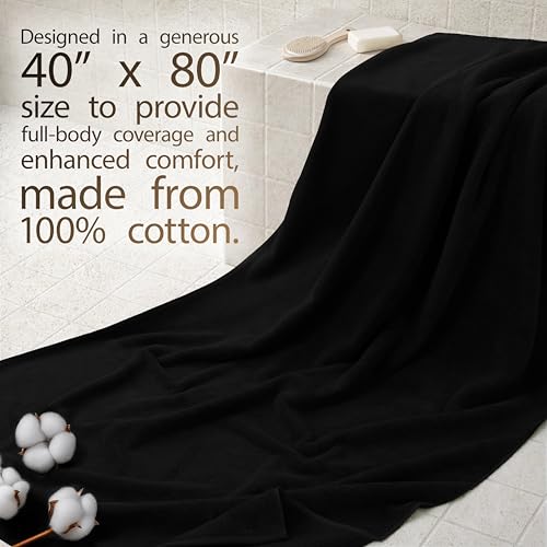 Cotton Paradise 100% Cotton Turkish Towel, Soft Absorbent Quick Dry, 40x80 Oversized Bath Sheet Towel, Coal Black - color: Coal Black, size: 40"x80"