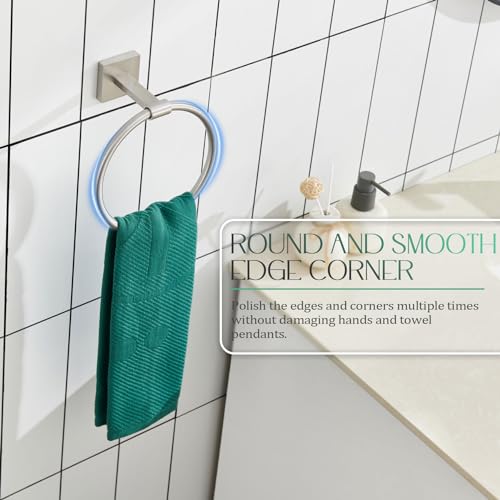 KOKOSIRI Bath Towel Holder Brushed Nickel Hand Towel Ring Bathroom Accessories Shower Towel Rack Stainless Steel Wall Mount, B3010BR - color: Brushed Nickel
