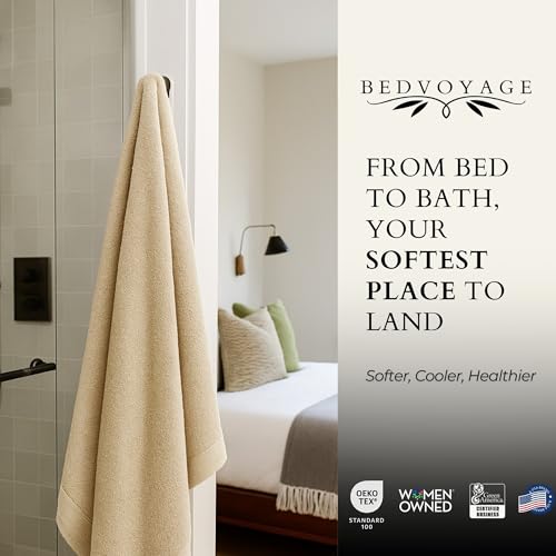 Luxury Bath Sheet Towels, Extra Large Bathroom Towel, 37x70 Viscose Derived from Bamboo & Cotton, Super Absorbent & Fast Drying Plush Bath Sheets - Sand - color: Sand, size: Sheet