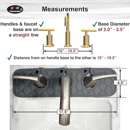 Bathroom Sink Splash Guard 3-Round-Hole : AHA HOMEWARE, Faucet Mat for Bathroom Sink 3 Holes (Gray & Gray) - color: Gray & Gray