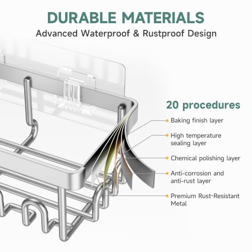 Veken Shower Caddy 6-Pack, Family Choice Award Winner, Large Wall Mounted Shower Rack, Bathroom Shelves Over Toilet, Organizer Storage Accessories with Soap Dish&Toothbrush Holder, Silver