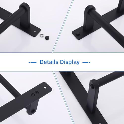 Matte Black Double Towel Rack with Hooks for Bathroom, 24 Inch Stainless Steel Wall Mounted Towel Bar Holder - color: Matte Black, size: 24-Inch