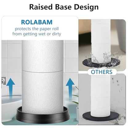 ROLABAM Toilet Paper Holder Stand with Reserve Function, Free Standing Toilet Paper Holder for Bathroom, Space Toilet 4 Rolls Toilet Paper Storage 22.5" Height (2 Pack, Matte Black) - color: Matte Black-2pcs