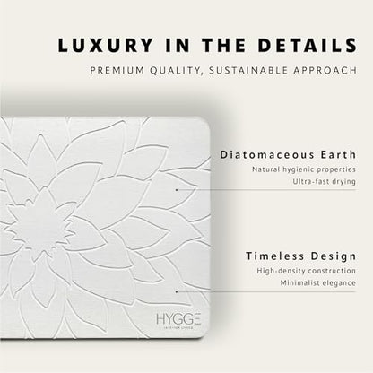 Diatomaceous Earth Stone Bath Mat - Ivory Bloom | Modern Fast Dry Bathroom Floor Shower Mat, Quick Drying Premium Diatomite Spa Stone Gift, Non-Slip Base, 23.6" x 15.4" - color: Ivory Bloom
