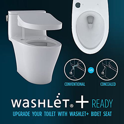 TOTO Aquia IV WASHLET+ Two-Piece Elongated Dual Flush 1.28 and 0.9 GPF Toilet with CEFIONTECT, Cotton White - MS446124CEMGN#01