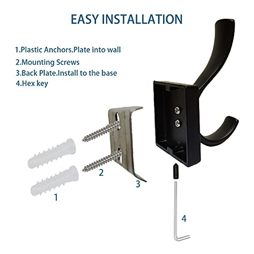 Black Coats Towels Hooks 6 Pack Towel Robe Clothes Coat Hooks,Heavy Duty Wall Mount Hooks for Bath Bedroom Kitchen Pool Garage Hotel (Black 6) - color: Black 6