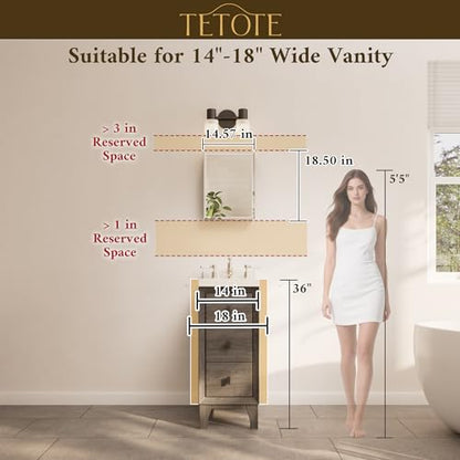 TETOTE 14 x 18 Medicine Cabinet with Tempered Beveled Mirror Silver Aluminum Cabinet DTC Hinges, 2 Stepless Adjustable Shelves, Recessed/Surface-Mounted - color: Silver, size: 18"L x 14"W
