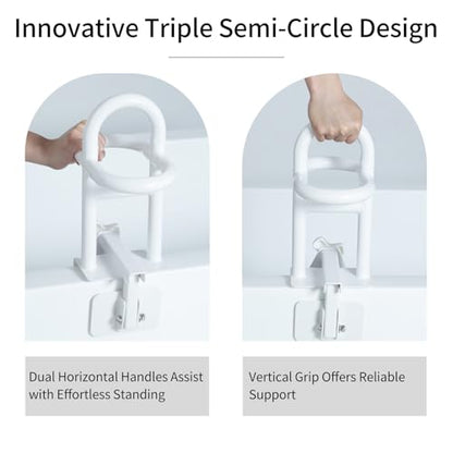 Triple Grip Adjustable Bathtub Handles for Seniors, Fits 3-Inch+ Thick Walls. Please Measure Before Purchasing Tub Grab Bars for Side of Tub, Handicap Grab Bars, Tub Handles for Elderly Balance