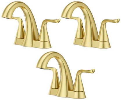 Pfister Willa Bathroom Sink Faucet, 4-Inch Centerset, 2-Handle, 3-Hole, NSF Certified, Brushed Gold Finish, LF048MALBG (Pack of 3) - color: Brushed Gold, size: 3 Pack