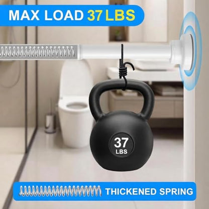 White Shower Curtain Rod Adjustable 30-74 Inch, 7/8"Diameter 304 Stainless Steel Never Rust Non Slip Heavy Duty Tension Rod, No-Drill Spring Curtain Rod for Bathroom Kitchen - color: White, size: 30-74 Inch