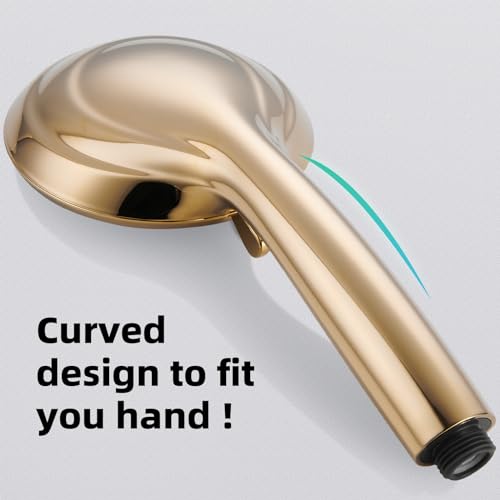 Cobbe 8-Setting Handheld Shower Head, Water-Saving Design, Gold | Trickle Pause Mode, 5ft Stainless Steel Hose, Brass Swivel Bracket, Tool-Free Installation - color: Gold
