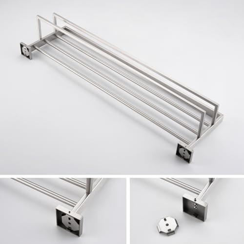 KOKOSIRI Towel Rack 32-Inch Bathroom Towel Shelves with Double Towel Bars SUS304 Stainless Steel Wall Mounted, Brushed Nickel B6003BR-L32 - color: Brushed Steel, size: 32-Inch