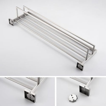 KOKOSIRI Towel Rack 32-Inch Bathroom Towel Shelves with Double Towel Bars SUS304 Stainless Steel Wall Mounted, Brushed Nickel B6003BR-L32 - color: Brushed Steel, size: 32-Inch