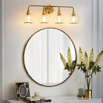 Gold Bathroom Vanity Light 4-Light Bathroom Vanity Light Fixtures Over Mirror with Clear Glass Shade 30.7 inch Wall Sconce Lighting Bath(Exclude E26 Bulb) - color: Gold, size: 4 Light
