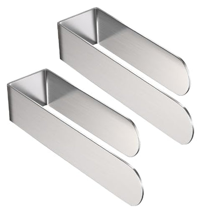 HUFEEOH 2 Pack Adhesive Hand Towel Holder, Sticky Towel Bar Towel Holder Wall Mounted, Stainless Steel Kitchen Towel Holder Hand Towel Rack for Bahtroom Hotel RV Kitchen (Silver) - color: Silver, size: 8 Inch (2PC)