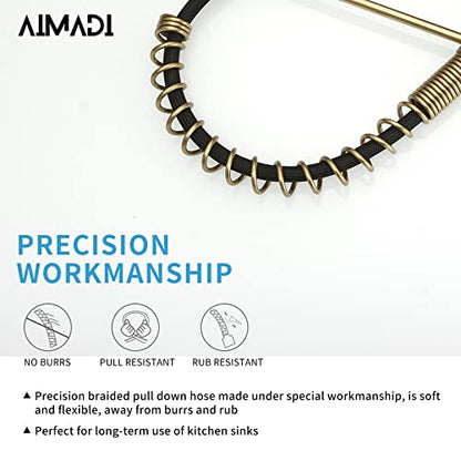 AIMADI Gold Kitchen Faucet with Sprayer,Modern Single Handle Spring | Brushed Gold Pull Down Kitchen Faucet with LED Light - color: Brushed Gold led