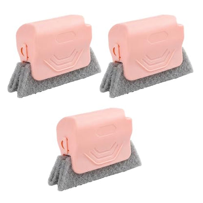 Runsgo Window Track Cleaner, Handheld Cleaning Brush Set, for Window Slides Grooves, Tile Grout Lines, Shutter Slats, Car Ac Vents & Narrow Gaps (Pink 3pcs) - color: Pink 3pcs