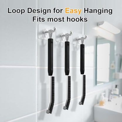 Crevice Cleaning Brush 3 Pack, Stainless Steel Bristle Support Rod, Rust-Resistant & Durable, Rounded Protective Head, Stiff Bristles for Tile Grout, Bathroom Gaps & Window Groove Brushes