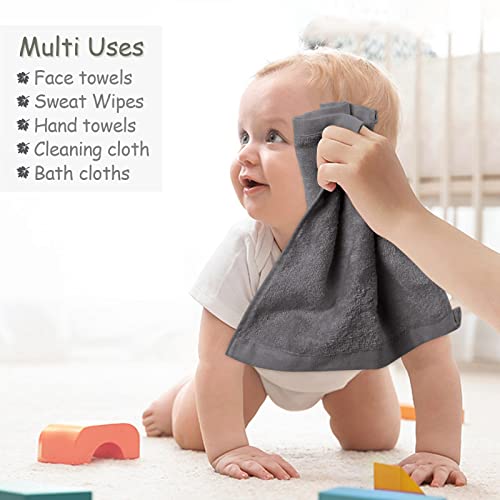 Yoofoss Luxury Washcloths Towel Set 10 Pack Baby Wash Cloth for Bathroom-Hotel-Spa-Kitchen Multi-Purpose Fingertip Towels and Face Cloths 10'' x 10'' - Dark Grey - color: Dark Grey