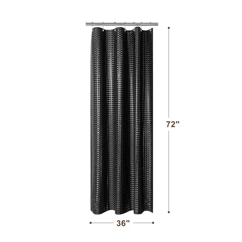 Barossa Design Black Stall Size Shower Curtain Liner 36x72 | Waterproof PEVA, 3 Magnets, 36" W x 72" H Lightweight Plastic Shower Curtain for Small Bathroom Stall, Dimensional Black - color: Dimensional Black, size: 36"W x 72"L (Pack of 1)