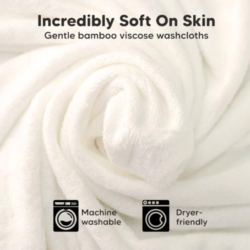 Baby Washcloths 6-Pack, Ultra Soft Viscose, 7.87 x 7.87 inches, 2-Layer Deluxe, Super Absorbent, Machine Washable, Newborn Bath Towels, Infant Shower, Gentle on Skin, Face Wash Cloths for Babies
