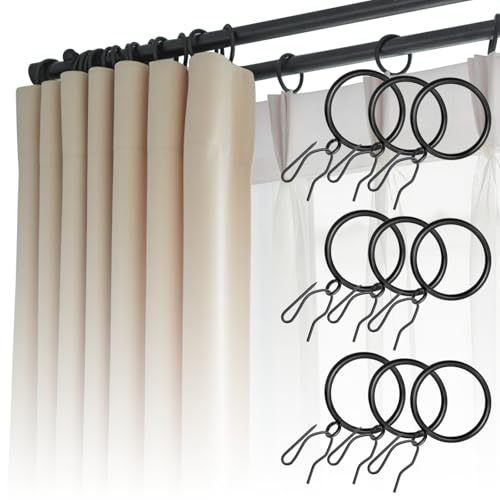80 Pcs Curtain Rings and Hooks 1.52 inch - Stainless Steel Shower Curtain Rings and Hooks with Eyelets for Curtains Rods and Bathroom Shower Rods, Black - color: Black