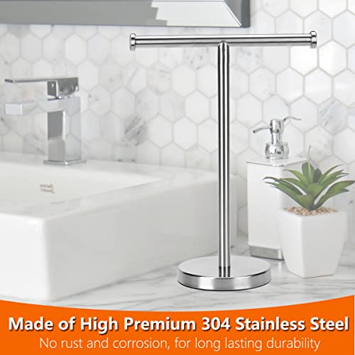 Kalitro Towel Rack Hand Towel Stand, Bathroom Hand Towel Holder Stand with Heavy Base, SUS304 Stainless Steel Brushed Nickel - color: Silver
