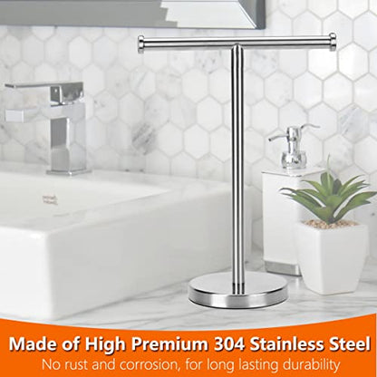 Kalitro Towel Rack Hand Towel Stand, Bathroom Hand Towel Holder Stand with Heavy Base, SUS304 Stainless Steel Brushed Nickel - color: Silver