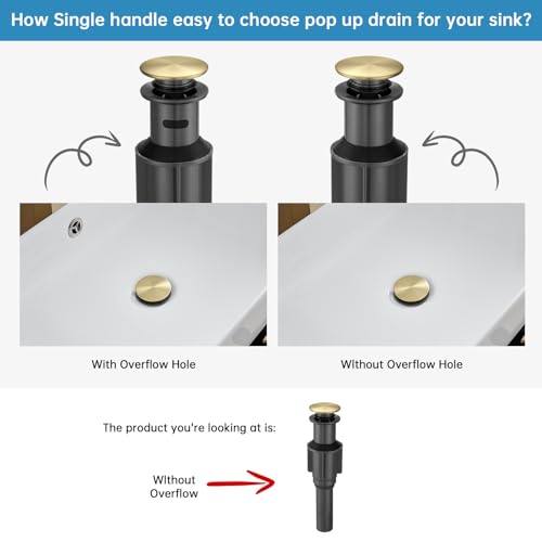 RUMOSE Tall Bathroom Faucet Vessel Sink Faucet with Drain, Brushed Gold | Modern Single Handle One Hole Bathroom Faucet Waterfall Rv Lavatory Vanity Faucet Mixer Tap, Pop Up Drain, Stainless Steel - color: Brushed Gold