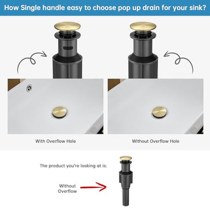 RUMOSE Tall Bathroom Faucet Vessel Sink Faucet with Drain, Brushed Gold | Modern Single Handle One Hole Bathroom Faucet Waterfall Rv Lavatory Vanity Faucet Mixer Tap, Pop Up Drain, Stainless Steel - color: Brushed Gold