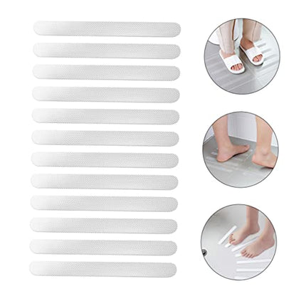 ULTECHNOVO 12pcs Slip Shower Stickers for Bathtub Safety Transparent Non Skid Strips Easy to Install for Bathroom Kitchen Stairs Floors and Swimming Pools
