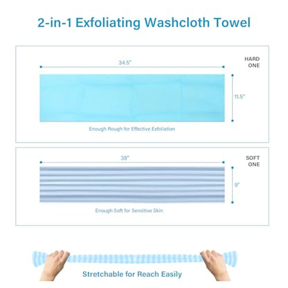 Yiclick 2PCS Exfoliating Washcloth Towel - Exfoliating Body Scrubber Exfoliator, Loofah Sponge Wash Cloth, Korean & Japanse & African Net Sponge Rag - Back Scrubber Washer (Blue) - color: Blue