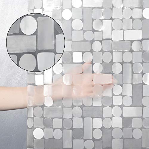 WELTRXE Shower Curtain Liner Waterproof, Clear 3D Geometric Patterns Heavy Duty Shower Liner with Magnets for Bathroom Shower Stall, Bathtubs, Thick Liner Without Chemical Smell, 72 x 72, 12 Hooks - color: Clear - Geometric Patterns