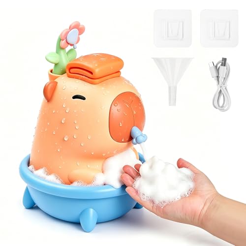 Brown Cute Soap Dispenser - Kids Automatic Foam Hand Soap Dispenser, Wall Mount Waterproof USB Rechargeable, 9.5oz Touchless for Bathroom, Office, Hotel,Hospital, Preschool Children - color: Brown Capybara