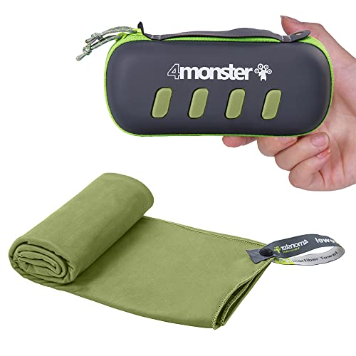 4Monster Camping Towel Super Absorbent-Quick Dry Microfiber Towel Ultra Compact & Soft-Travel Towel Lightweight for Backpacking,Hiking,Gym,Beach,Swimming,Yoga - color: Army Green, size: 31.50" x 15.70"