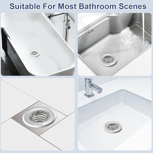 TRAPMATE Tub Stopper, Reversible Bathtub Drain Hair Catcher & Stopper, Ultra Revolutionary Bath Tub Drain Protector, Stainless Steel Hair Catcher & Silicone Stopper, 4.4" Drain Cover for Shower, Bath - color: Wolf Grey