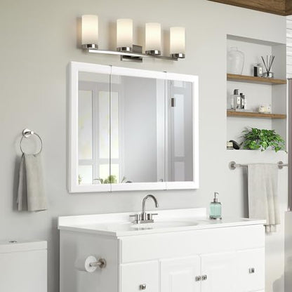 Design House Wyndham Tri-View Medicine Cabinet, 36", White | Wall Mount, Transitional, Wood, Bath, 545103-WHT - color: White, size: 36 in. W x 30 in. H