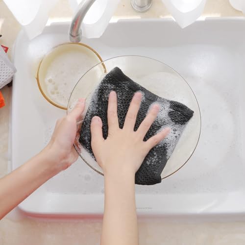 Homaxy 100% Cotton Waffle Weave Kitchen Dish Cloths, 9-Pack, Black | Ultra Soft Absorbent Dish Towels, Quick Drying Dish Rags with Hanging Loop, 12 x 12 Inches - color: Black, size: 12 x 12 - 9 Pack